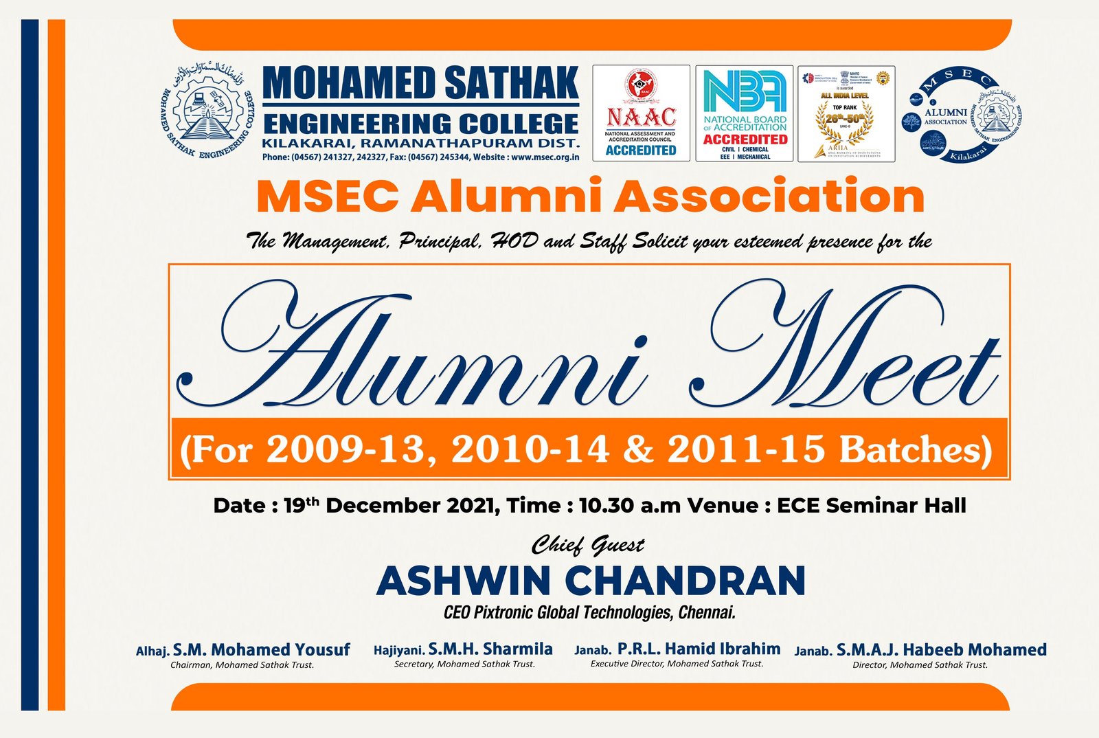Alumni Meet (For 2009-13, 2010-14 & 2011-15 Batches)
